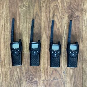 Lot of 4 Motorola XV1100 Two Way Radio, Chargers, 2 types of Ear Pieces